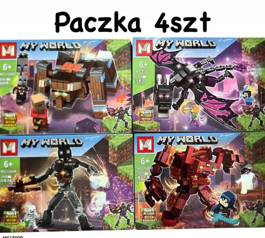 Zestaw klocków My World Minecraft Paczka 4 szt