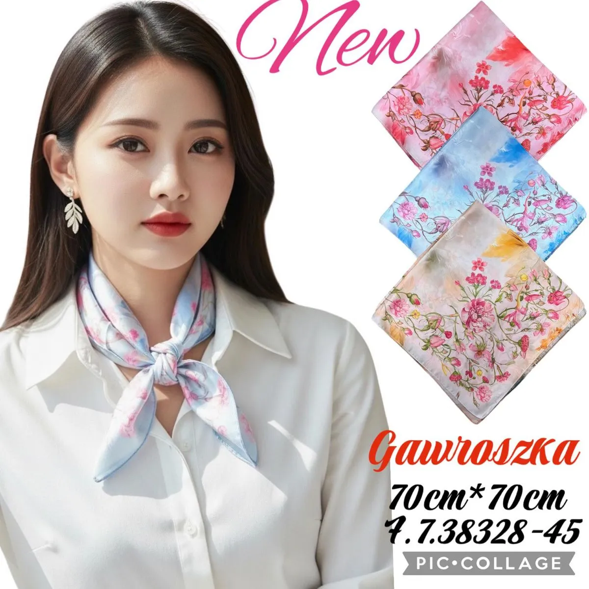 Chusta Damska Kwiatowa Gawsroszka 70cm x 70cm