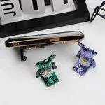 Uchwyt na telefon Miś składany metallic zielony/fioletowy, 50 szt.