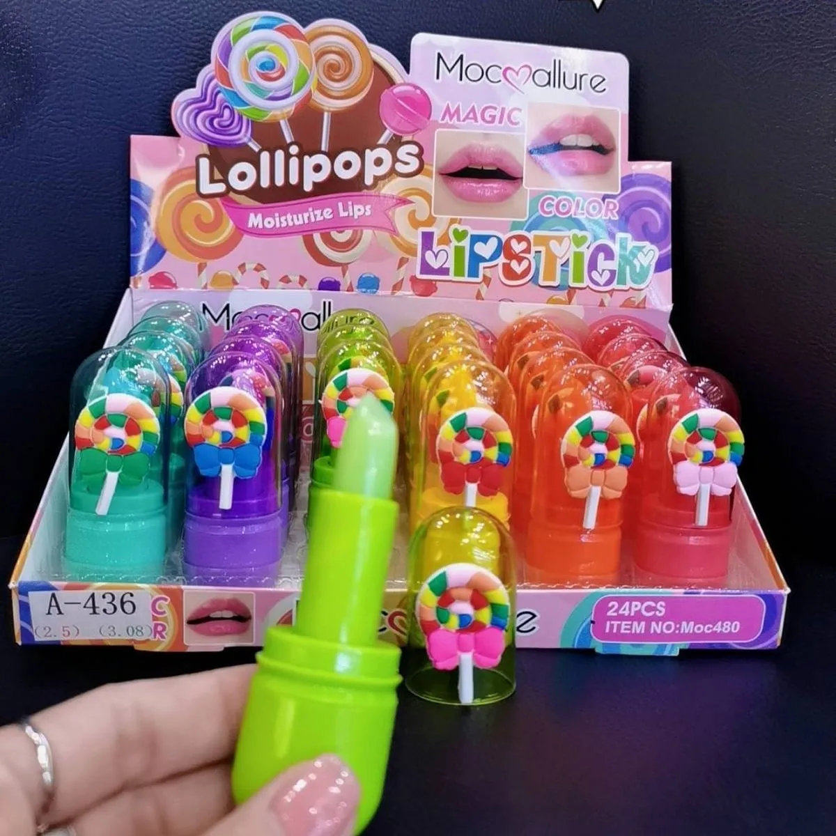 Lipbalm Mocallure Lollipops Magic Color 24 szt.