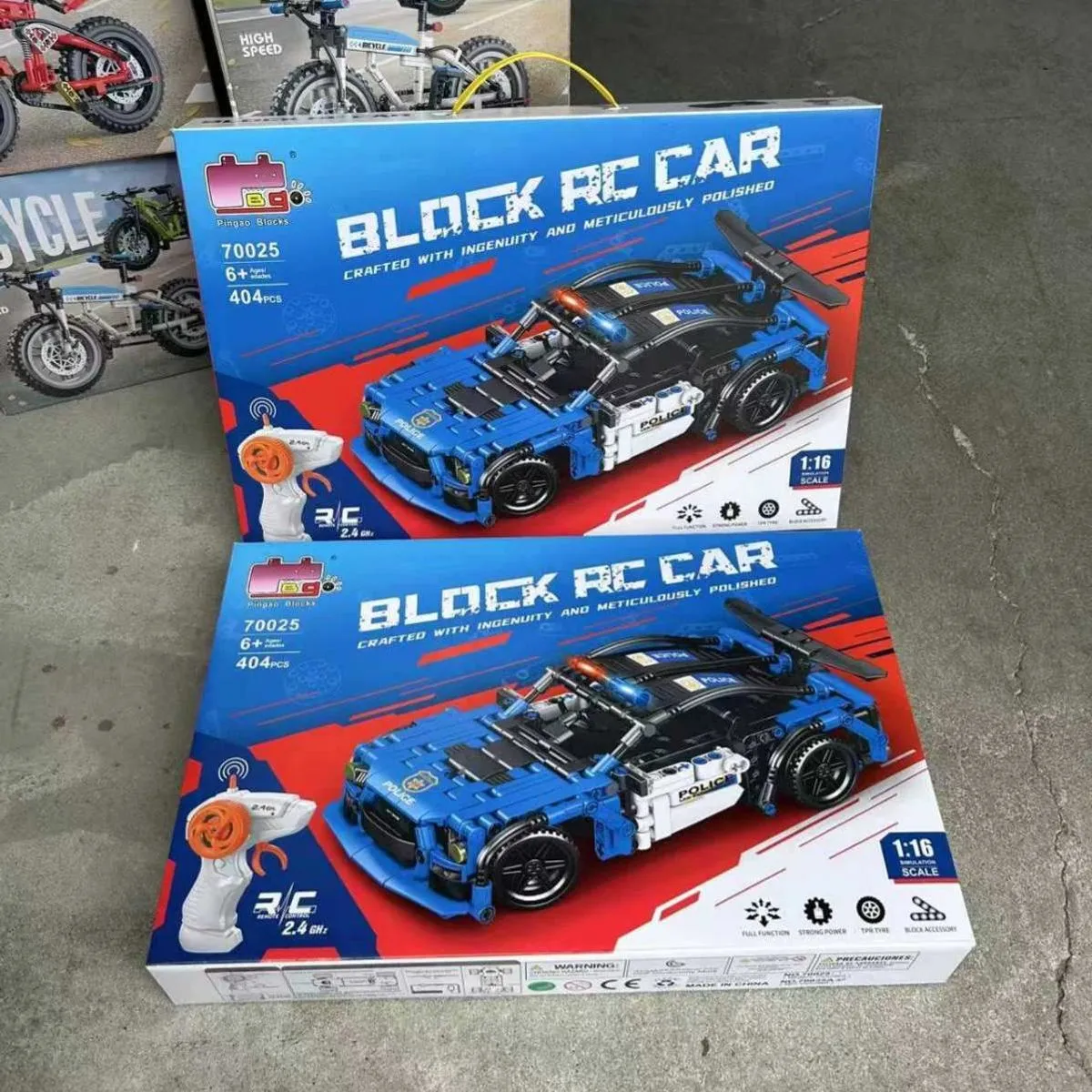 Klocki Block RC Car 404PCS Niebieski Samochód Policja