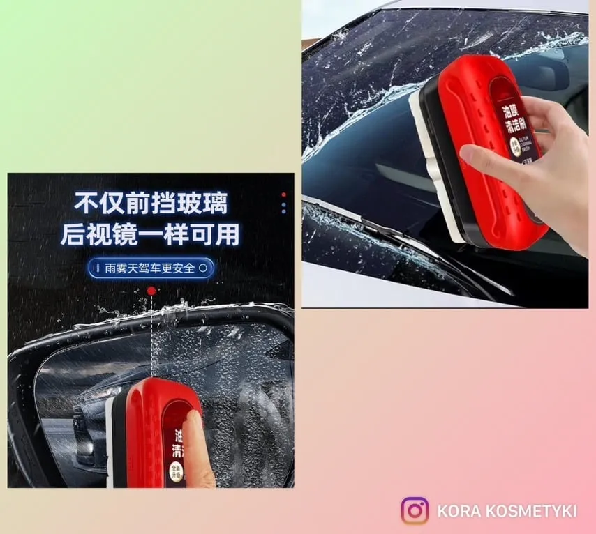 Szczotka do czyszczenia filmu olejowego szyb 2w1, czerwona