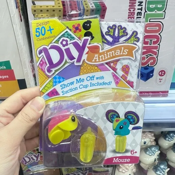 Zabawka DIY Animals Mysz z przyssawką, 50+ kombinacji, 5+