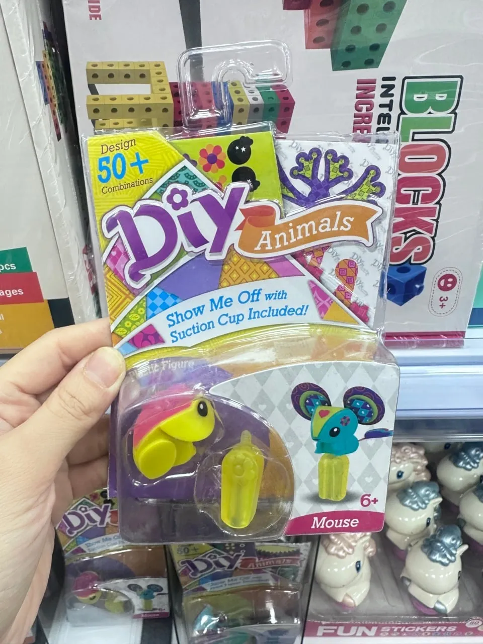 Zabawka DIY Animals Mysz z przyssawką, 50+ kombinacji, 5+