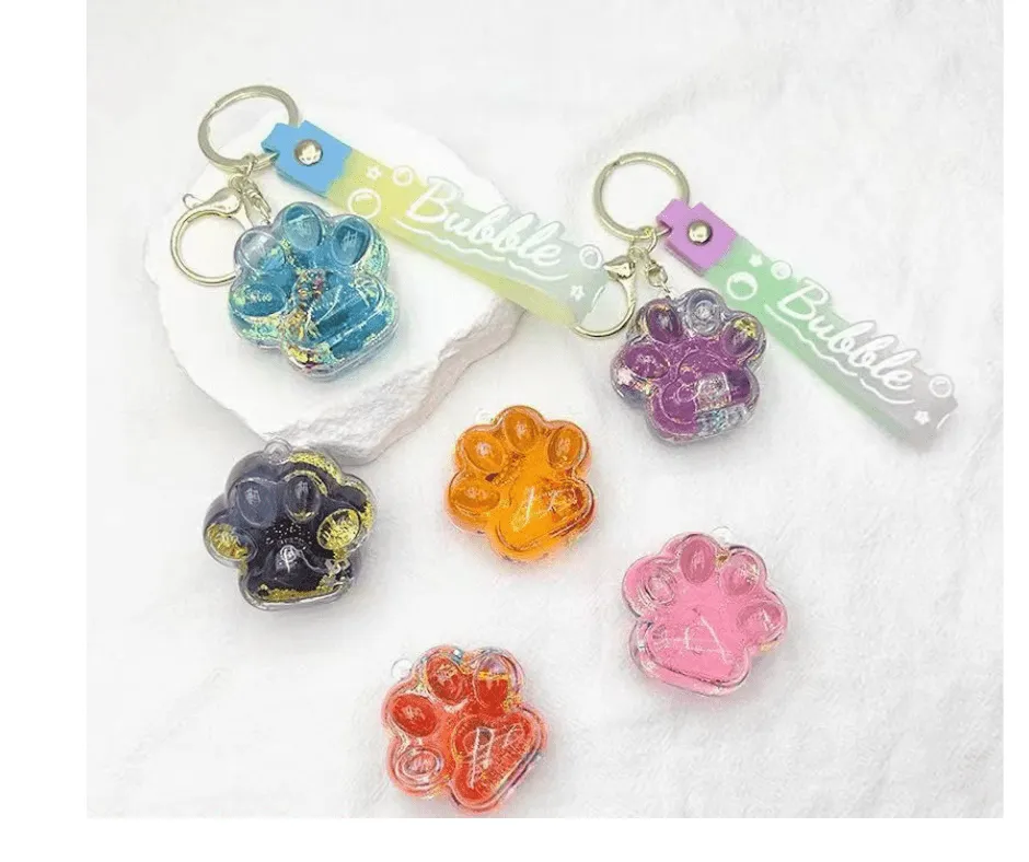 Brelok łapka z żywicy brokatowej, gradientowa taśma Bubble - mix
