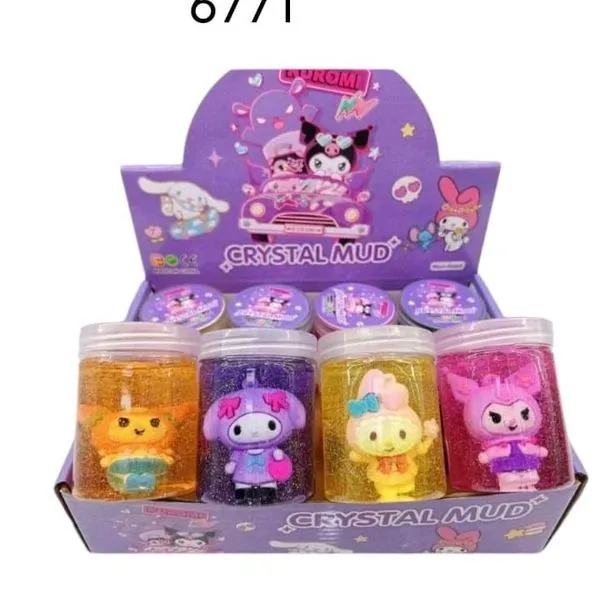 Slime Crystal Mud z figurkami Sanrio brokatowy, zestaw 24 szt.