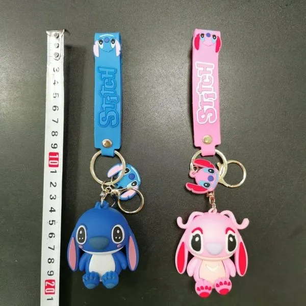 Brelok do Kluczy Stitch i Angel, gumowy, figurka 5.5 cm z paskiem
