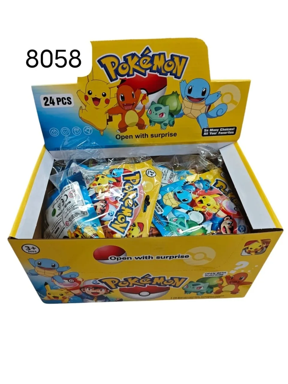 Saszetki Pokemon z niespodzianką, 24 szt. w żółtym displayu