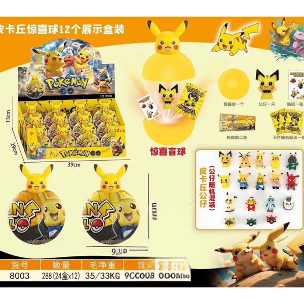 Figurki Pokemon Pikachu w Kuli Niespodziance 9.9cm, 12 szt. display