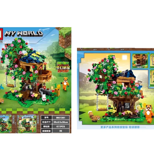 Klocki My World MG1381 Domek na drzewie 611 el. z huśtawką