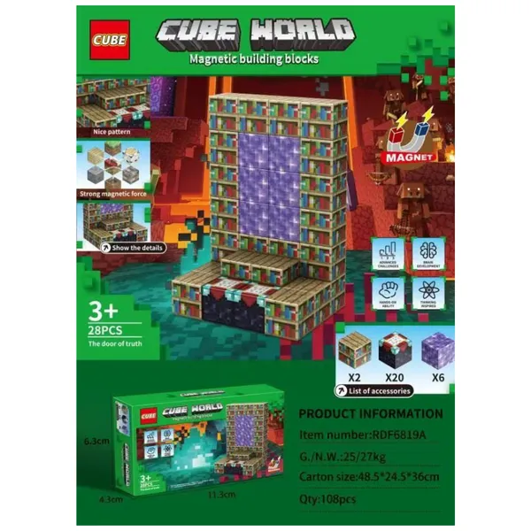 Klocki magnetyczne Cube World Portal 28 el. 3+
