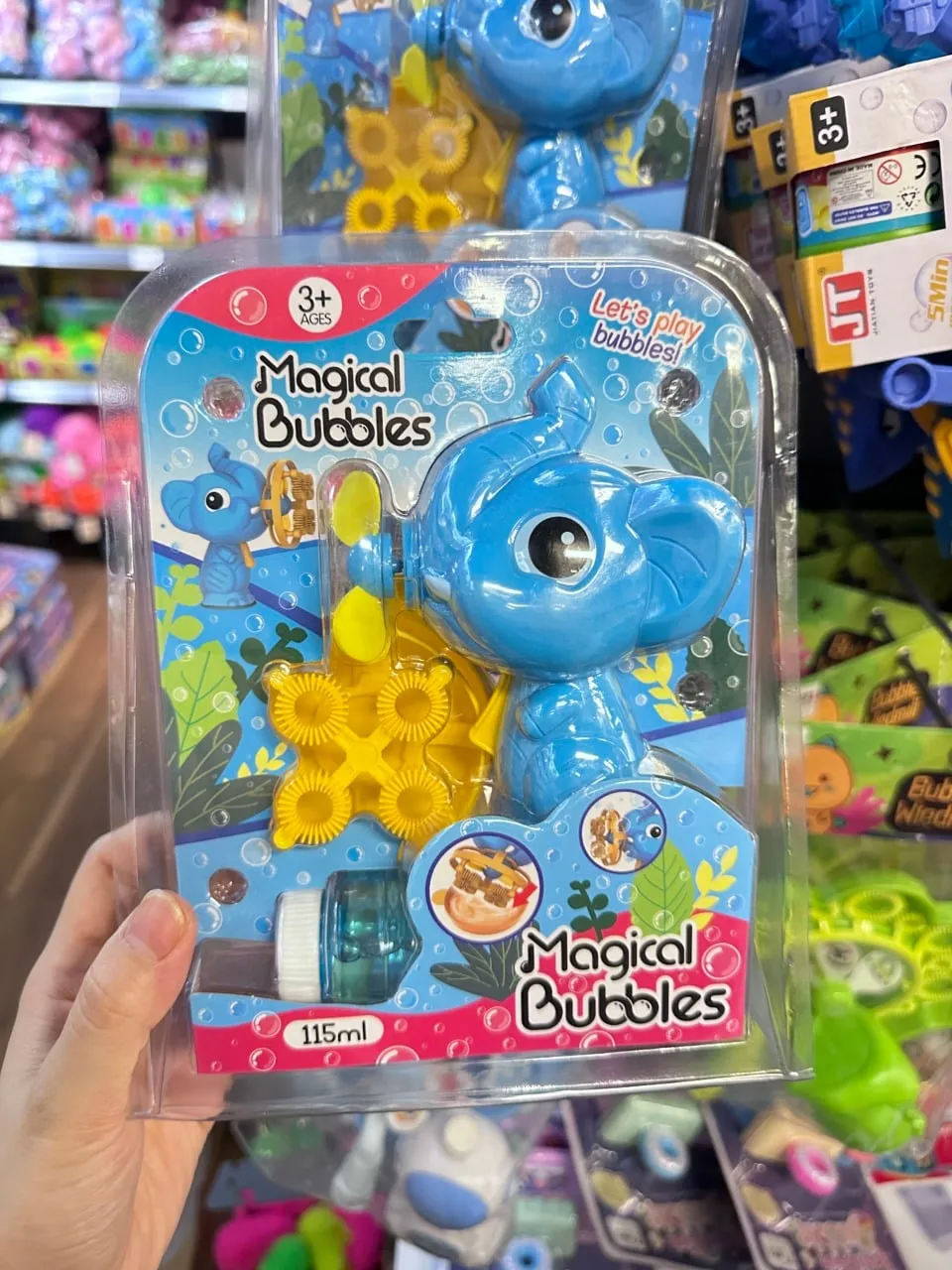 Pistolet do baniek Magical Bubbles słoń niebieski 115ml + płyn