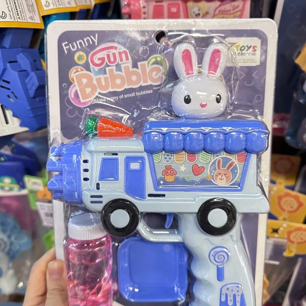 Pistolet na bańki Funny Gun Bubble Różowy Samochodzik Królik