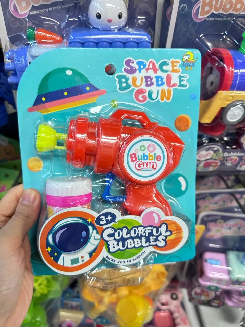 Pistolet na bańki Space Bubble Gun z płynem, czerwony, SEALE
