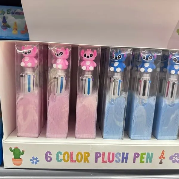 Długopis 6 kolorów Stitch pluszowy z figurką, 24 szt