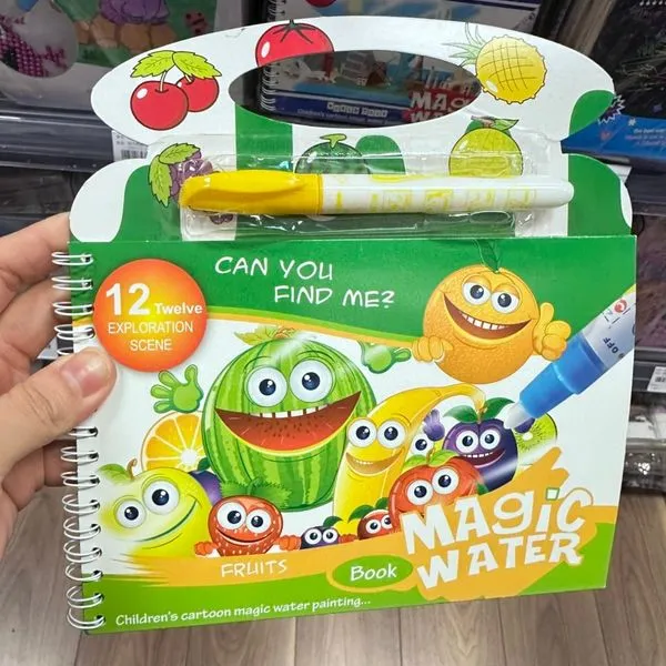 Magiczna książeczka wodna z pisakiem - owoce, 12 scen, spirala