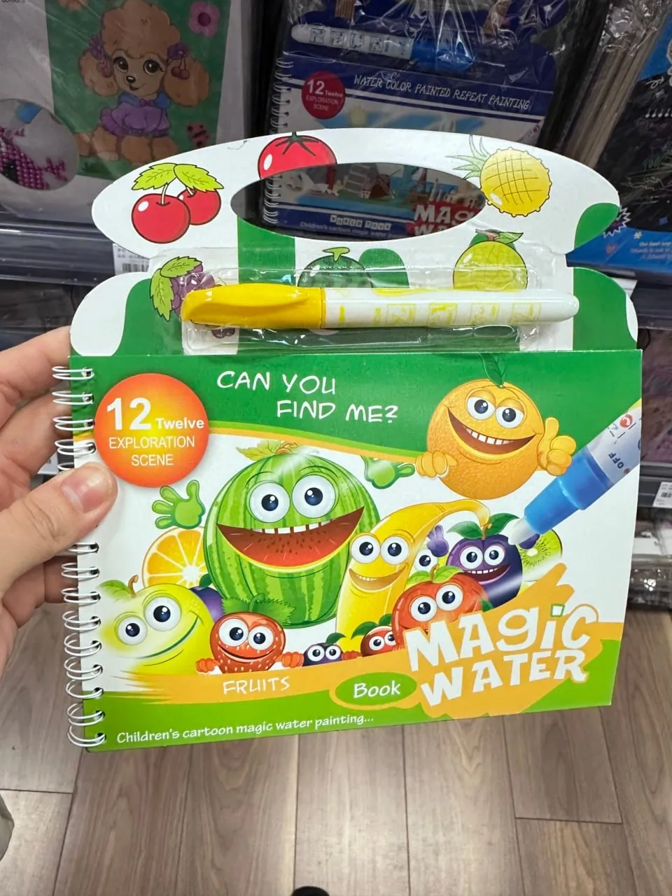 Magiczna książeczka wodna z pisakiem - owoce, 12 scen, spirala