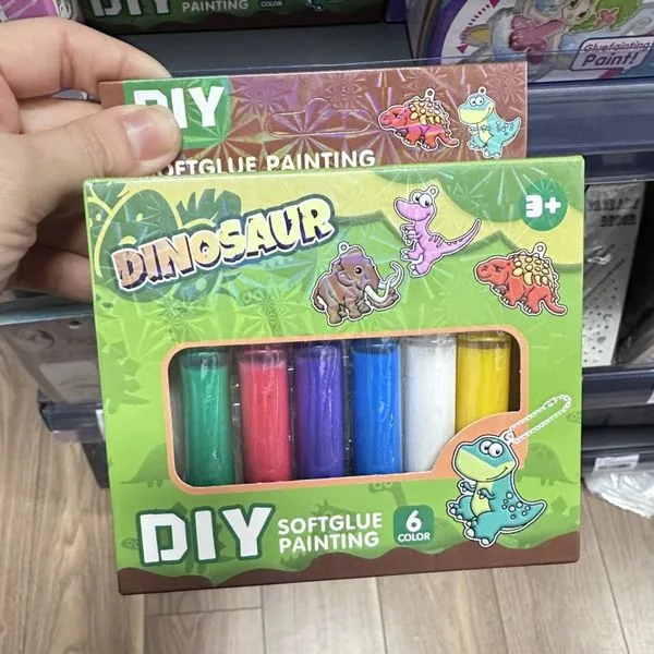 Zestaw Dinosaur Softglue Painting DIY, 6 kolorów, 3+