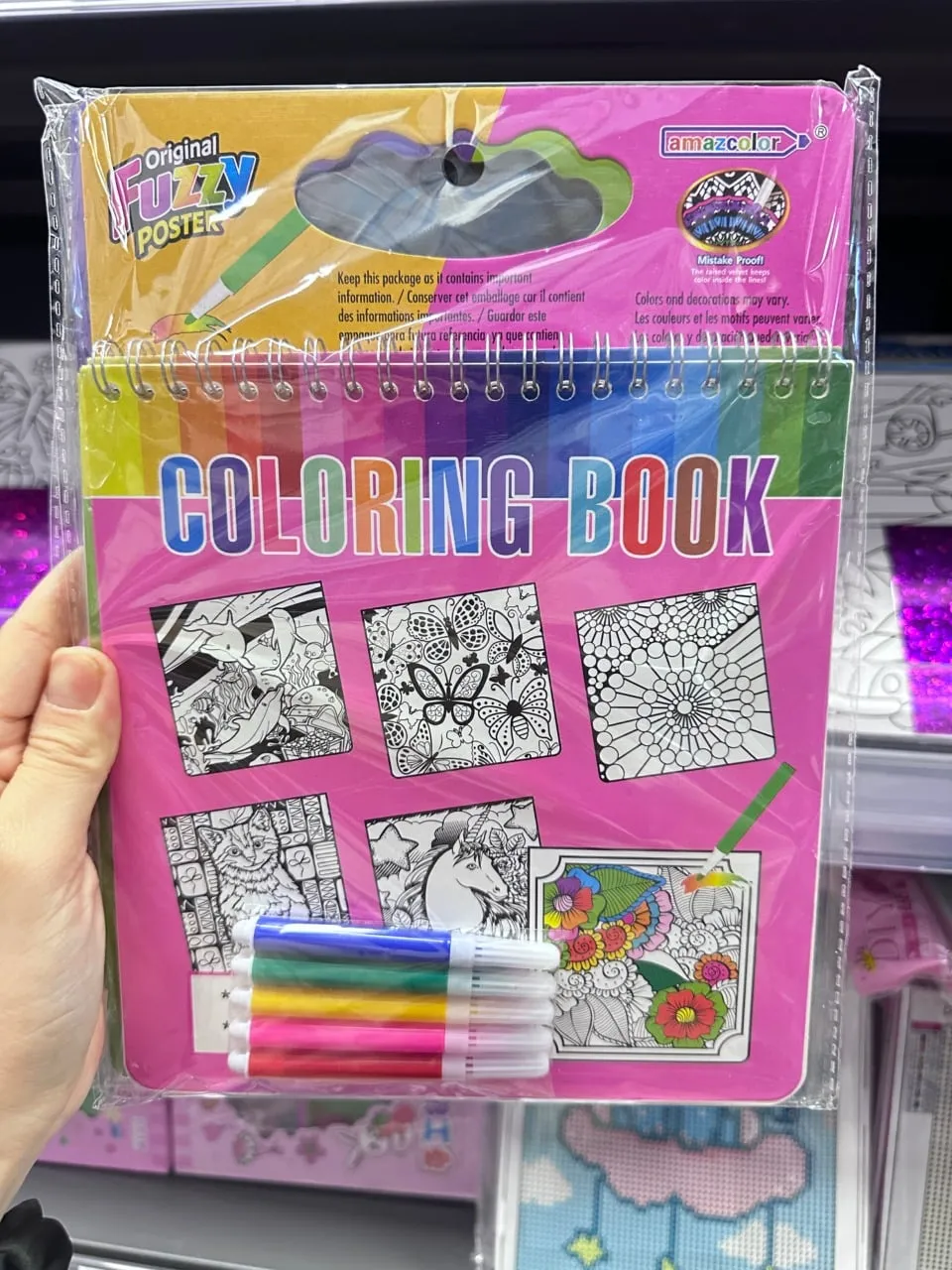 Zestaw Kreatywny Fuzzy Coloring Book Poster z flamastrami