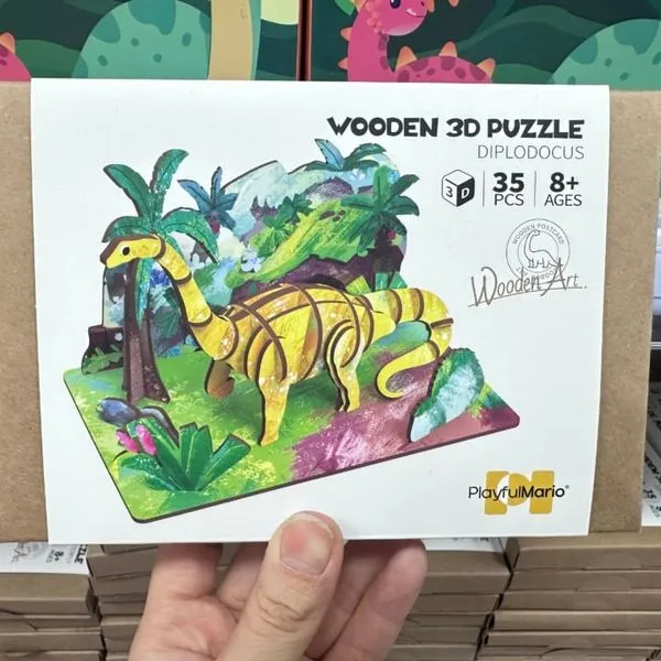 Drewniane puzzle 3D Dinozaur Diplodocus 35 elementów PlayfulMario