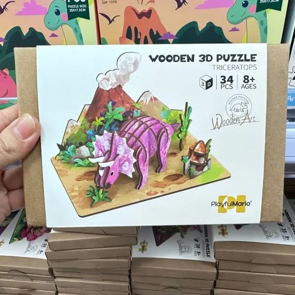 Drewniane Puzzle 3D Triceratops 34 Elementy Playful Mario