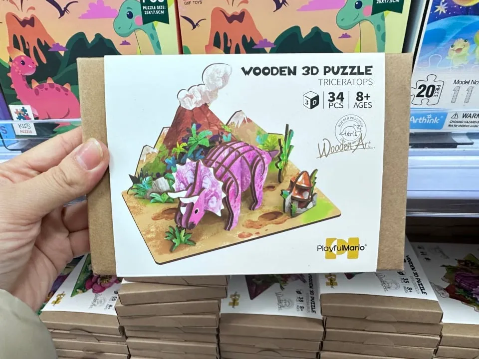 Drewniane Puzzle 3D Triceratops 34 Elementy Playful Mario