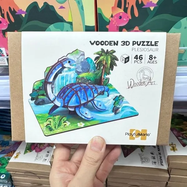 Drewniane puzzle 3D Plesiozaur 46 elementów PlayfulMario