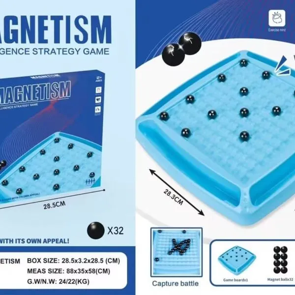 Gra strategiczna Magnetism PK12547, plansza 28cm, 32 kulki