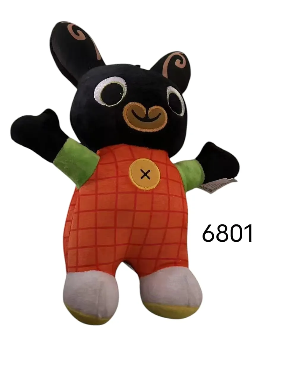 Maskotka pluszowa Królik 40cm czarny w pomarańczowym kombinezonie