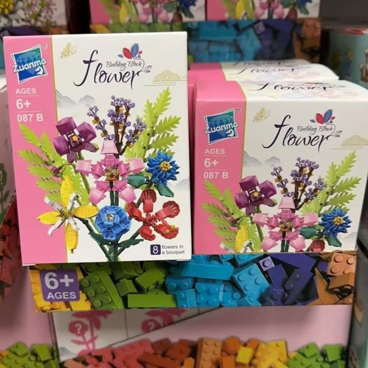 Klocki Flower Zuanma - bukiet 8 kwiatów, zestaw 6+
