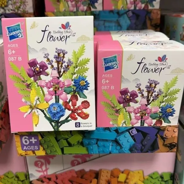 Klocki Flower Zuanma - bukiet 8 kwiatów, zestaw 6+