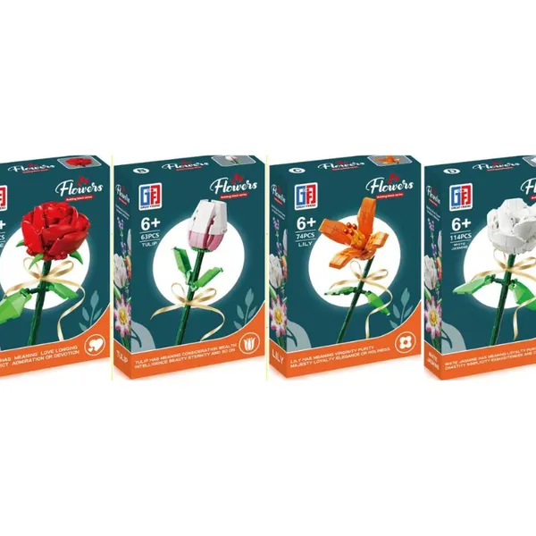 Klocki konstrukcyjne "Kwiaty Flowers" - Różne modele, 63-114 el.