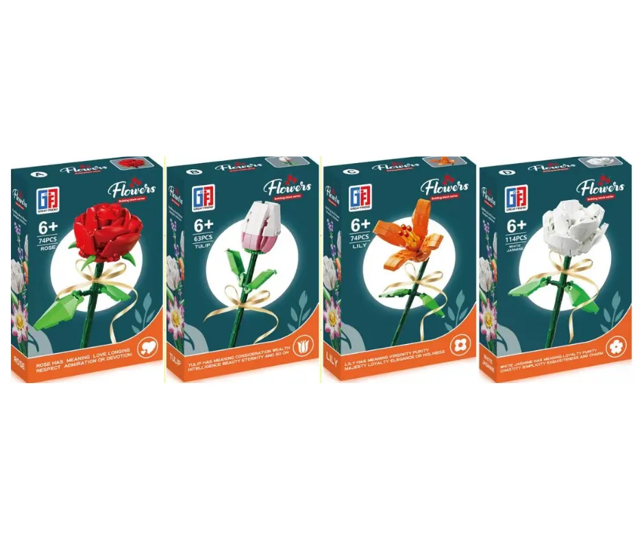 Klocki konstrukcyjne "Kwiaty Flowers" - Różne modele, 63-114 el.