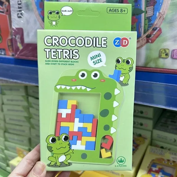 Drewniana Gra Krokodyl Tetris Mini Puzzle Edukacyjna ZD 8+