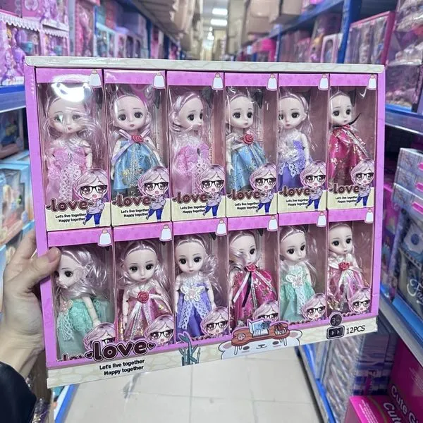 Zestaw 12 lalek Love z różowymi włosami w opakowaniu zbiorczym 12PCS