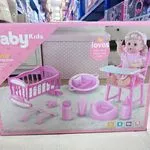 Zestaw laleczka Baby Kids z akcesoriami, pije i sika, różowy