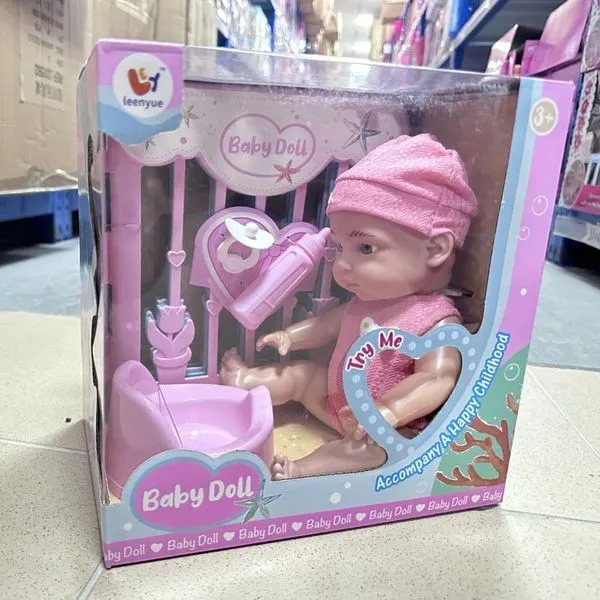 Lalka Baby Doll Leenyue z akcesoriami, różowy zestaw z nocnikiem