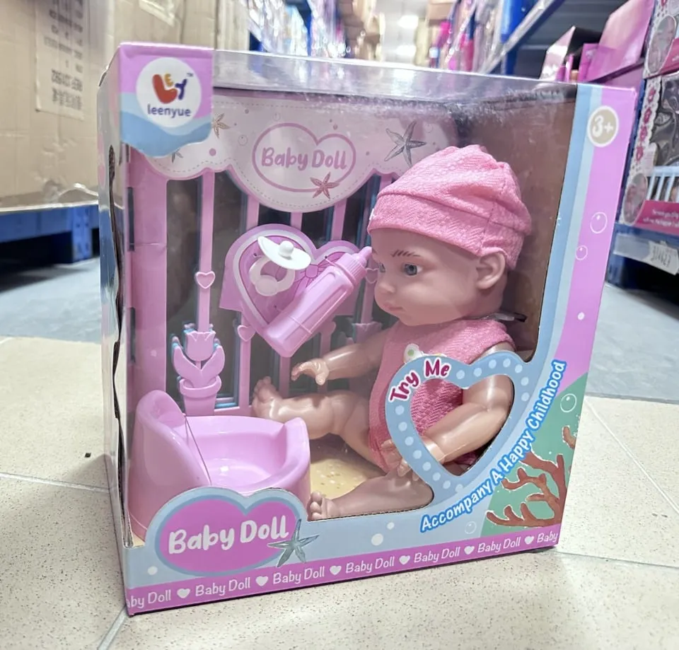 Lalka Baby Doll Leenyue z akcesoriami, różowy zestaw z nocnikiem