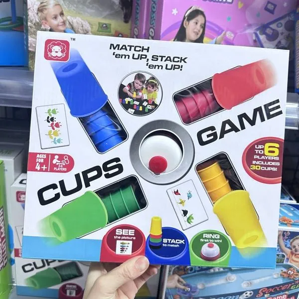 Gra zręcznościowa Cups Game Match 'em Up Stack, 30 kubeczków + dzwonek