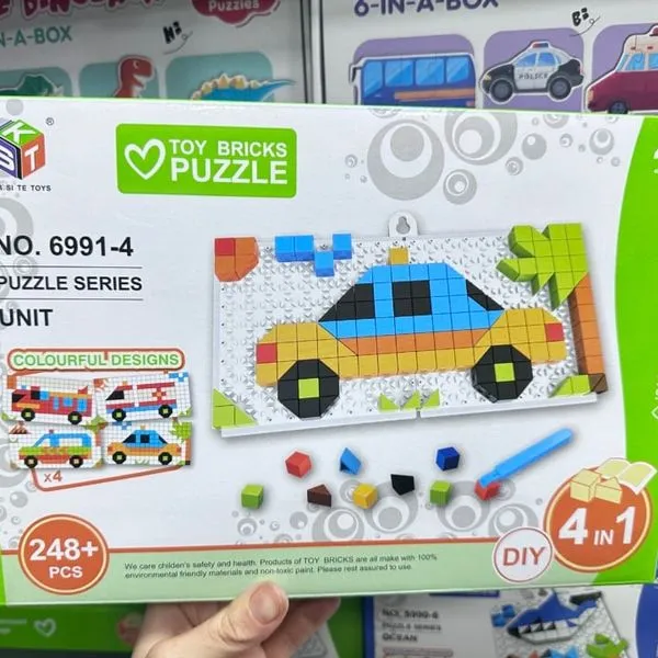 Klocki Toy Bricks Puzzle 248 el. Mozaika Pojazdy 4w1 4+