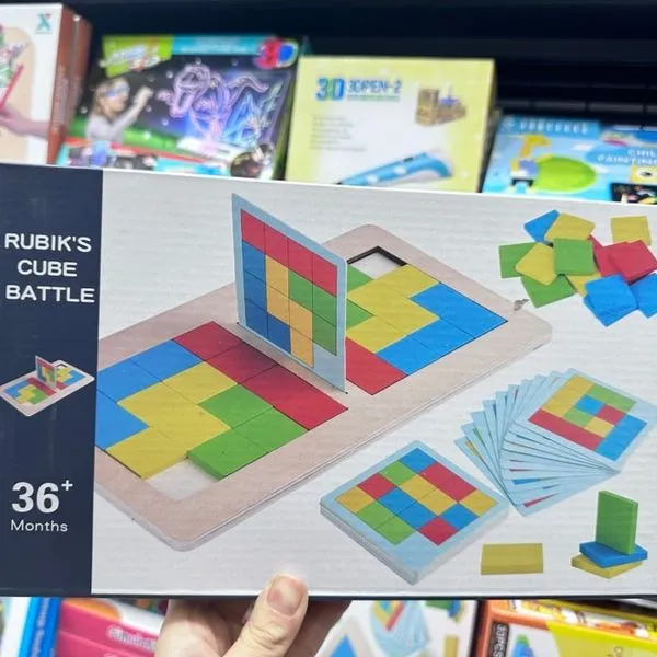 Gra Rubik's Cube Battle drewniana układanka logiczna z kartami 3+
