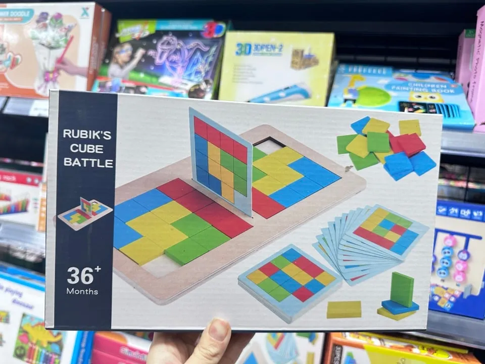Gra Rubik's Cube Battle drewniana układanka logiczna z kartami 3+
