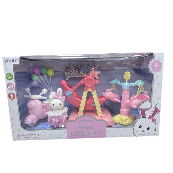 Zestaw lalek Sweet Dreamy z figurką króliczka i karuzelą, Yizile
