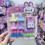 Zestaw stempli z tuszem dla dzieci Lovely No.1 Mochi Friends
