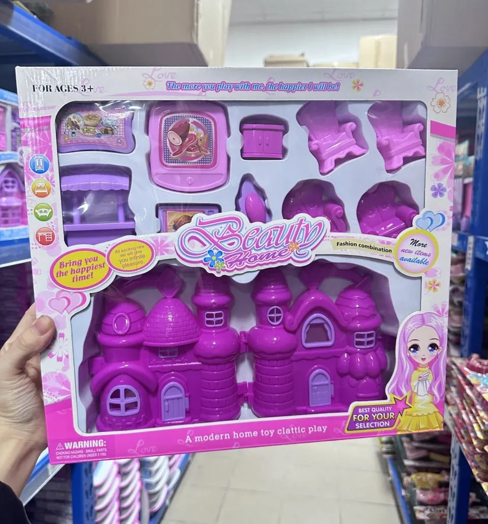 Zestaw Zabawek Beauty Home z Akcesoriami, Zamek i Mebelki, Różowy