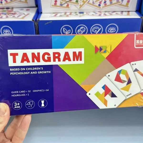 Zabawka Tangram Edukacyjna dla Dzieci 3+ lat, 32 karty i klepsydra