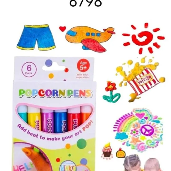 Zestaw markerów Popcorn Pens 6 szt - efekt 3D po podgrzaniu