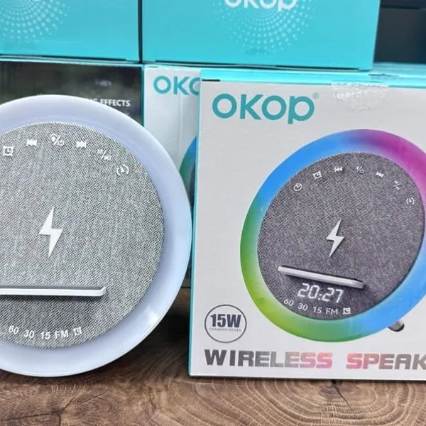 Głośnik bezprzewodowy Okop KP-577 z ładowarką indukcyjną 15W RGB