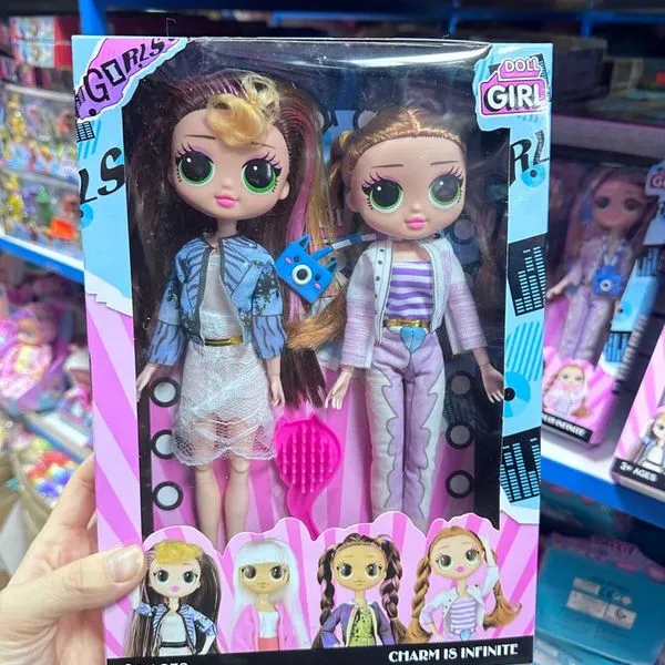 Zestaw 2 lalek Doll Girl z akcesoriami i szczotką 3+