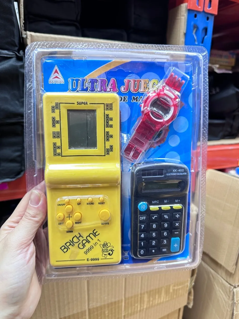 Zestaw Brick Game 9999 in 1 z zegarkiem i kalkulatorem Baibian